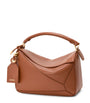 LOEWE Brown Small Leather Featherlight Puzzle Top-Handle Bag