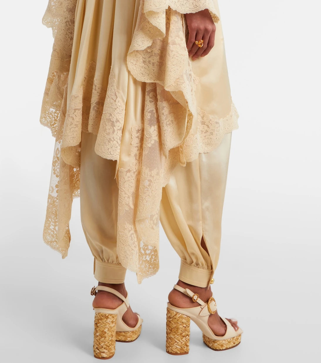 Zimmermann - Como lace-trimmed draped silk midi dress