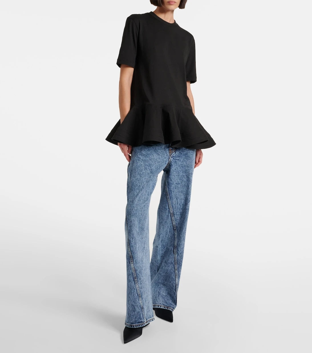 Alaïa - Peplum cotton jersey T-shirt