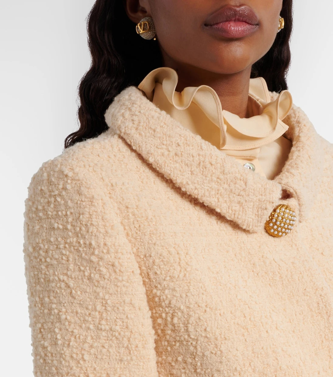 Valentino - Embellished wool-blend tweed jacket