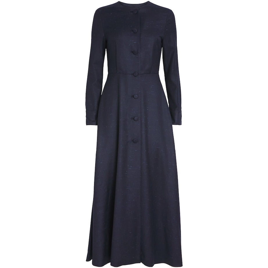 NOMADISSEM Multi Wool-Silk-Cashmere Round-Neck Midi Dress