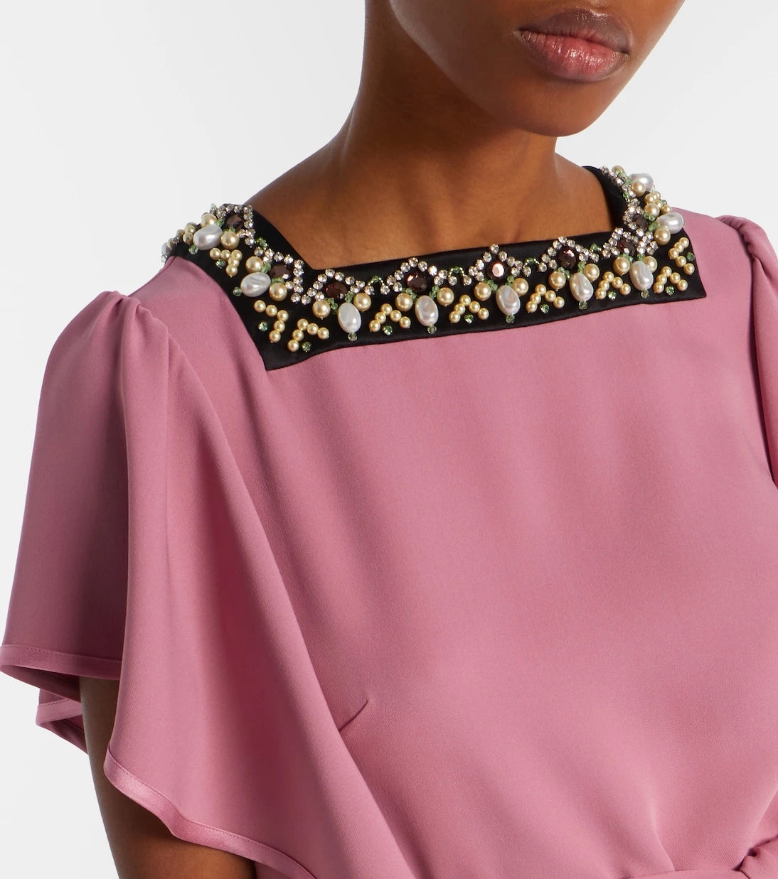 Valentino - Cady Couture embellished belted gown