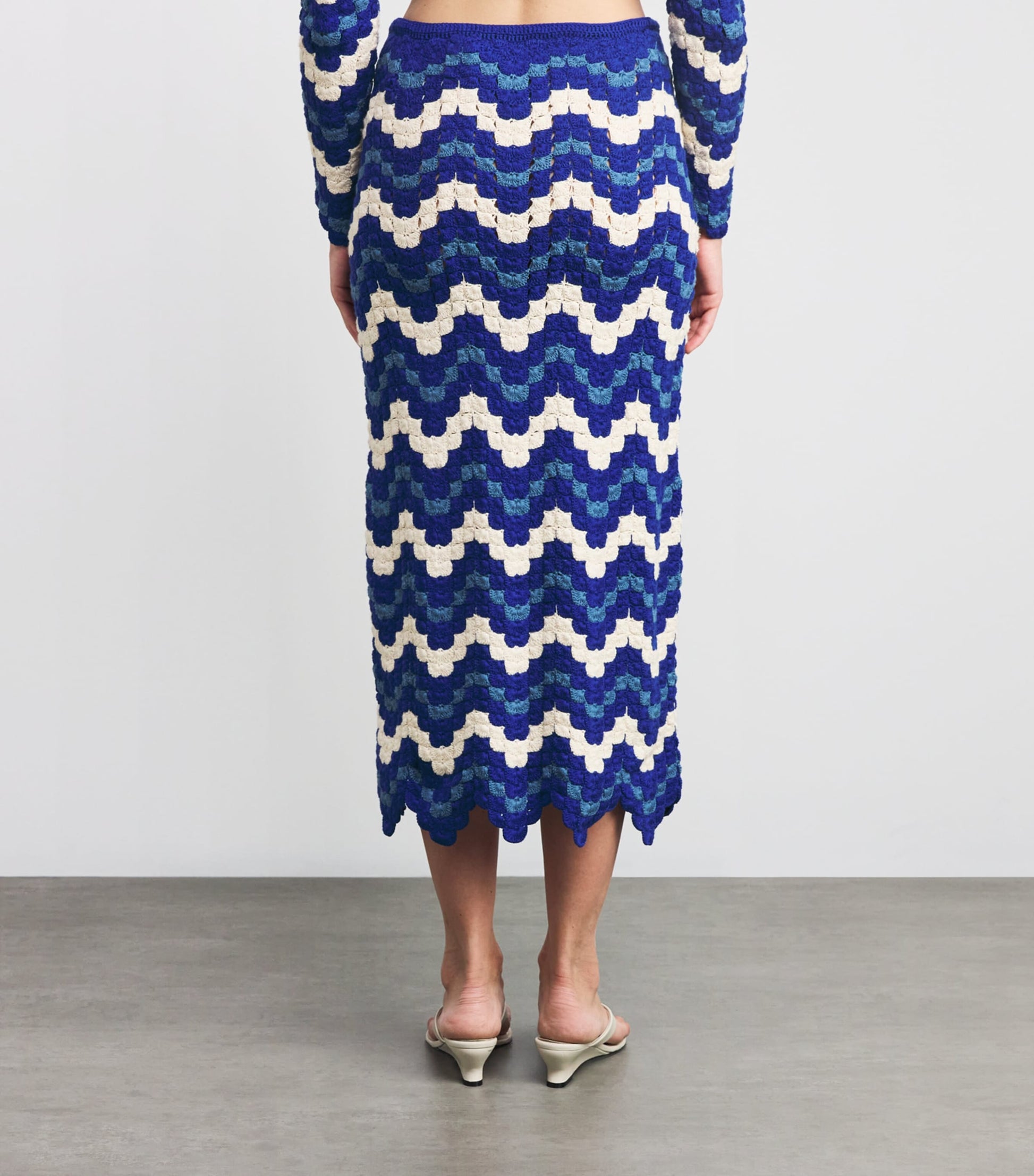 Blue Crochet Safi Midi Skirt