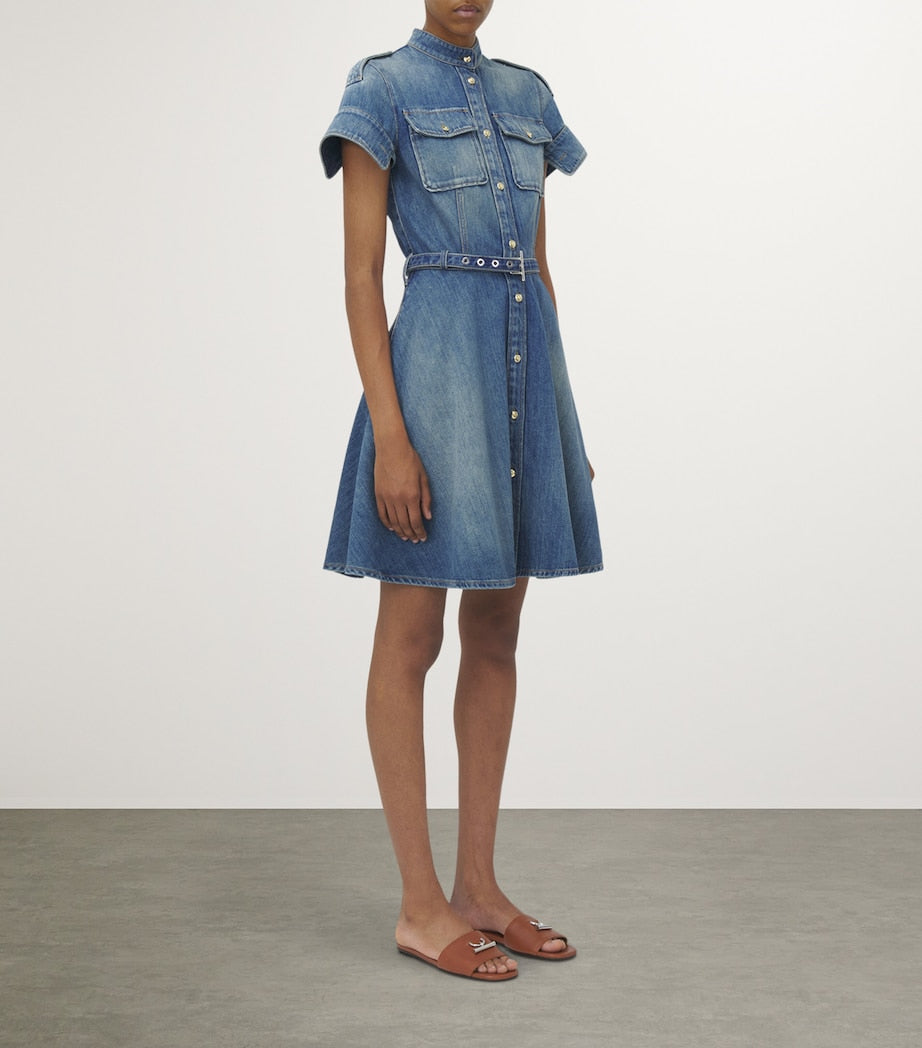 McQueen Blue Stonewashed Denim Mini Dress