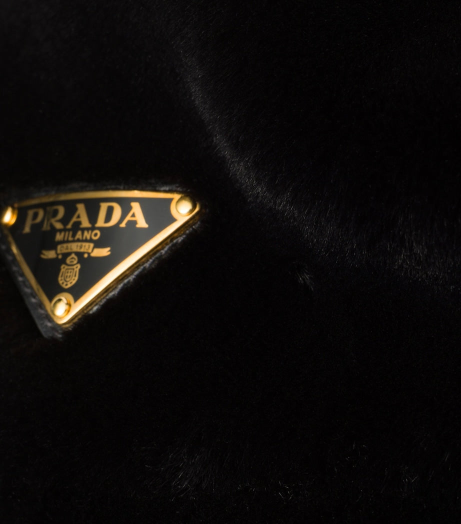 Black Faux Fur Bucket Hat