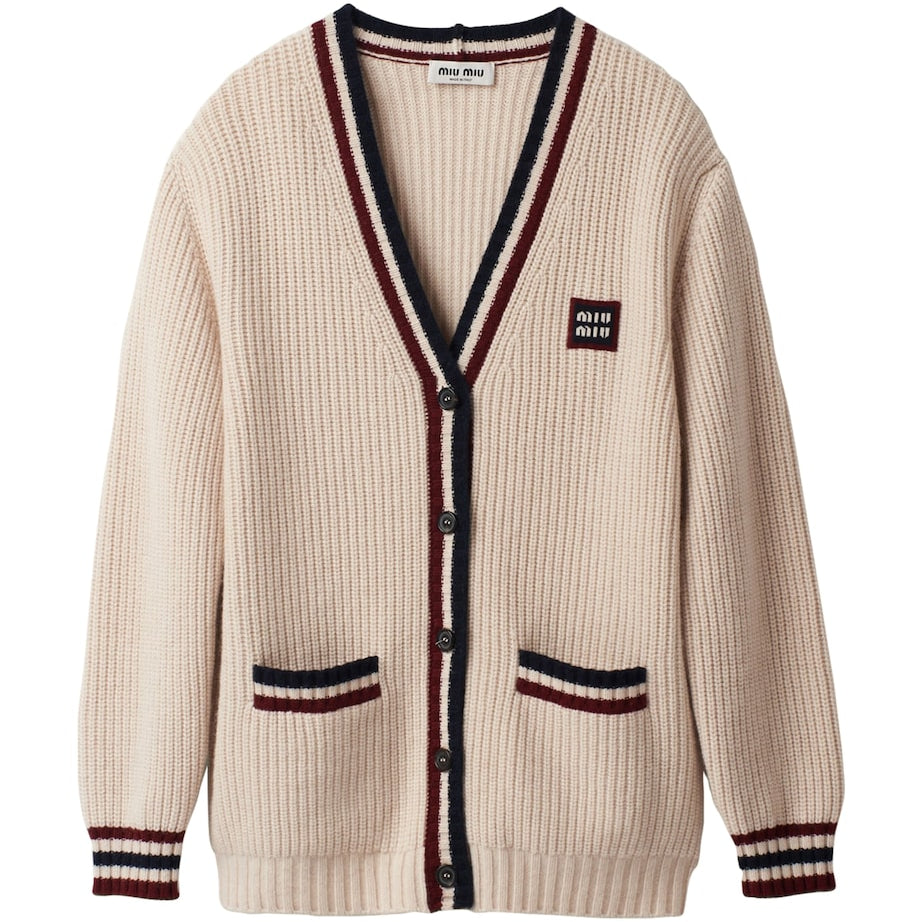 Neutral Cashmere Knitted Cardigan