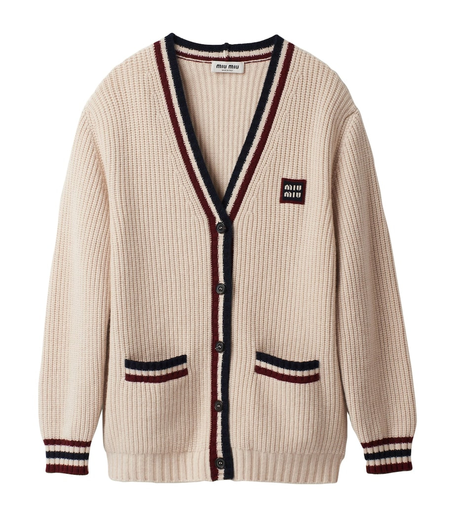 Neutral Cashmere Knitted Cardigan