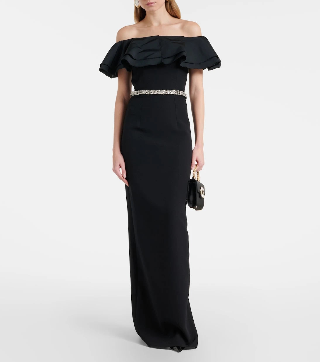 Safiyaa - Ryan crystal-embellished ruffled crêpe gown