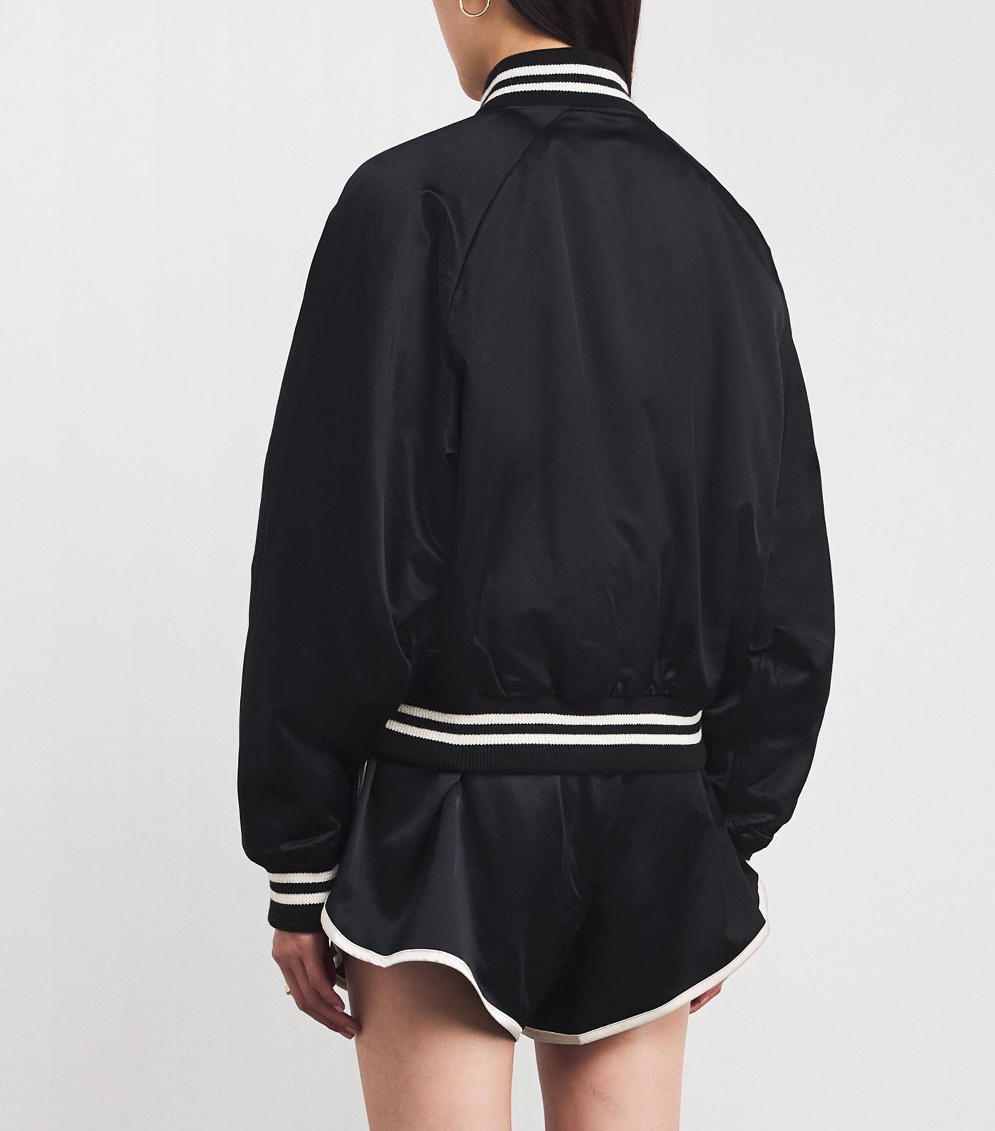 Polo Ralph Lauren Black Sateen Logo Bomber Jacket