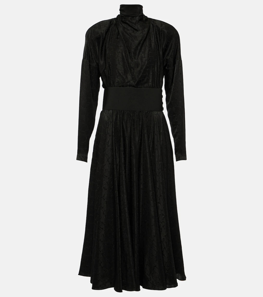 Alaïa - فستان ميدي حريري بياقة مربوطة