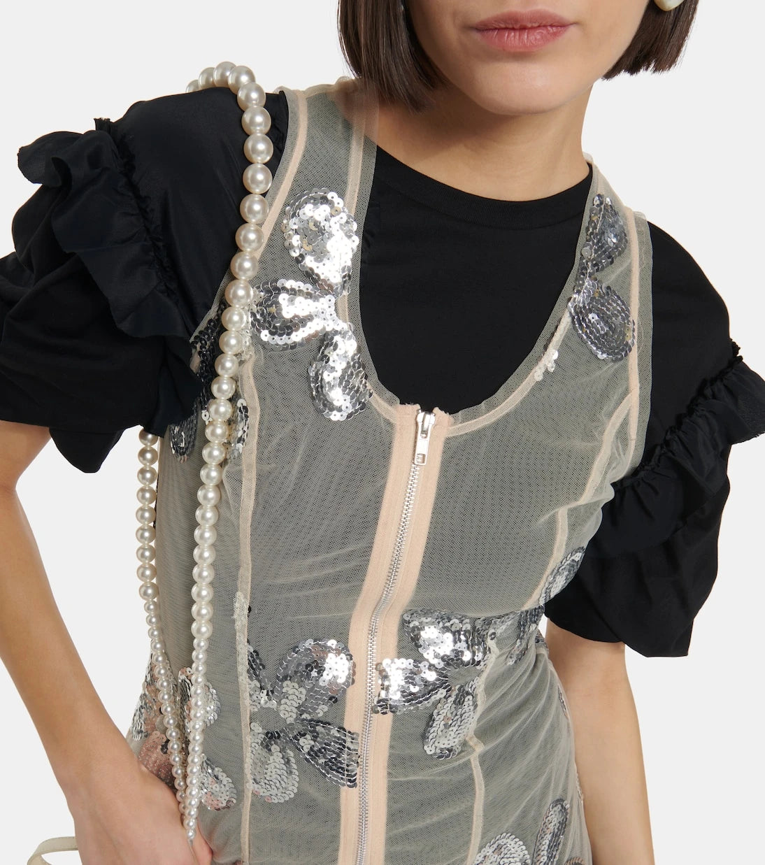 Simone Rocha - سترة علوية من التول الترتر بسحاب