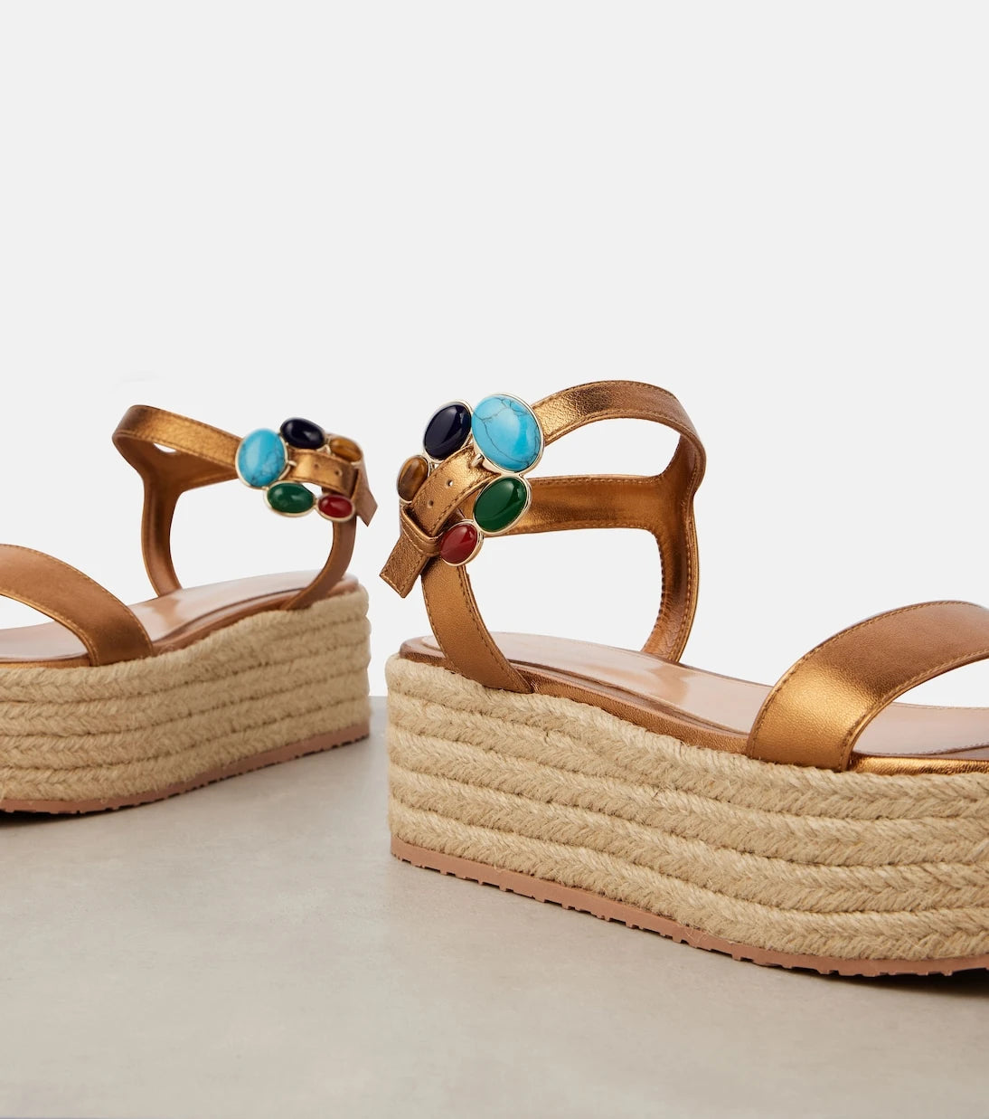 Gianvito Rossi - Metallic leather platform espadrilles