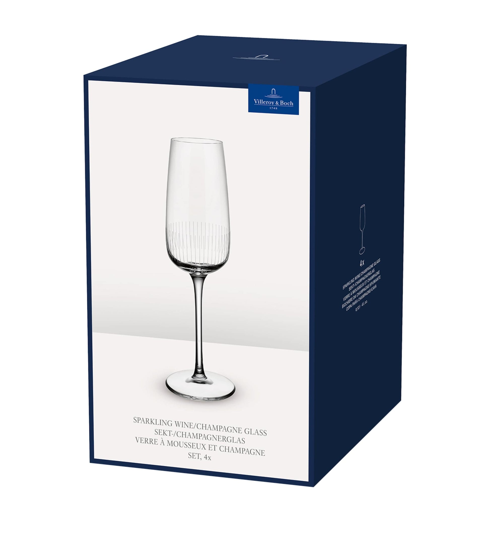 Set of 4 Crystal Afina Champagne Glasses (120ml)
