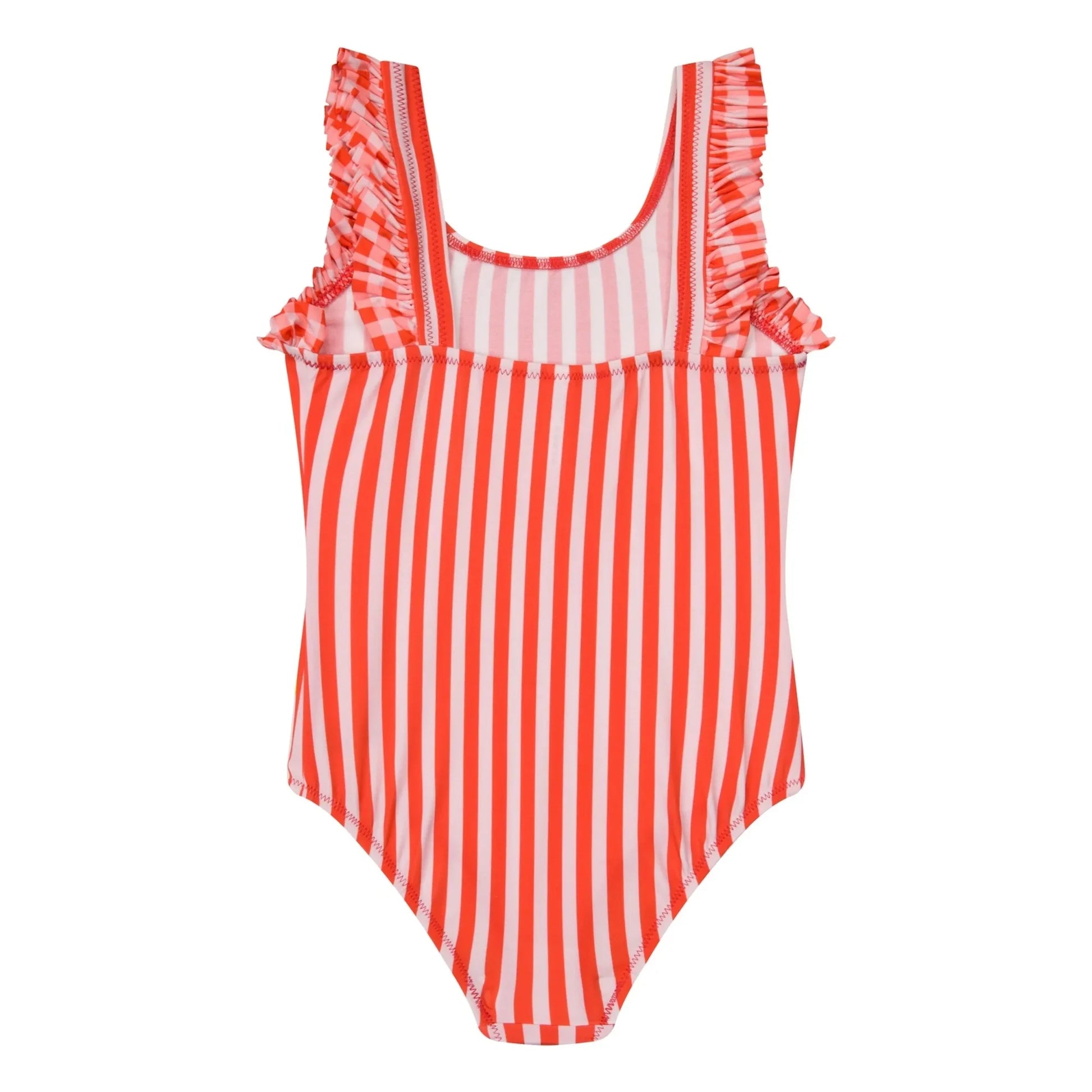 Jera Mini - Striped Ruffle Swimsuit | Red