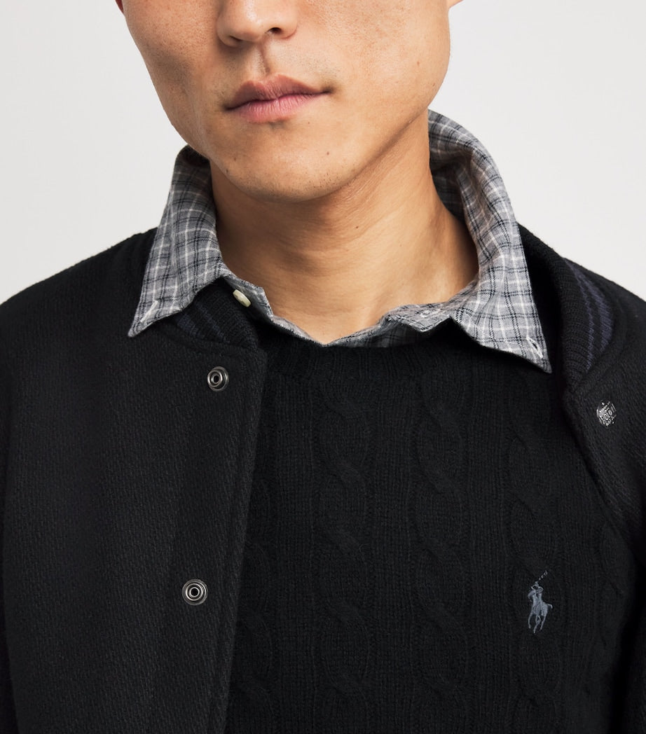 Polo Ralph Lauren Black Wool-Cashmere Cable-Knit Sweater