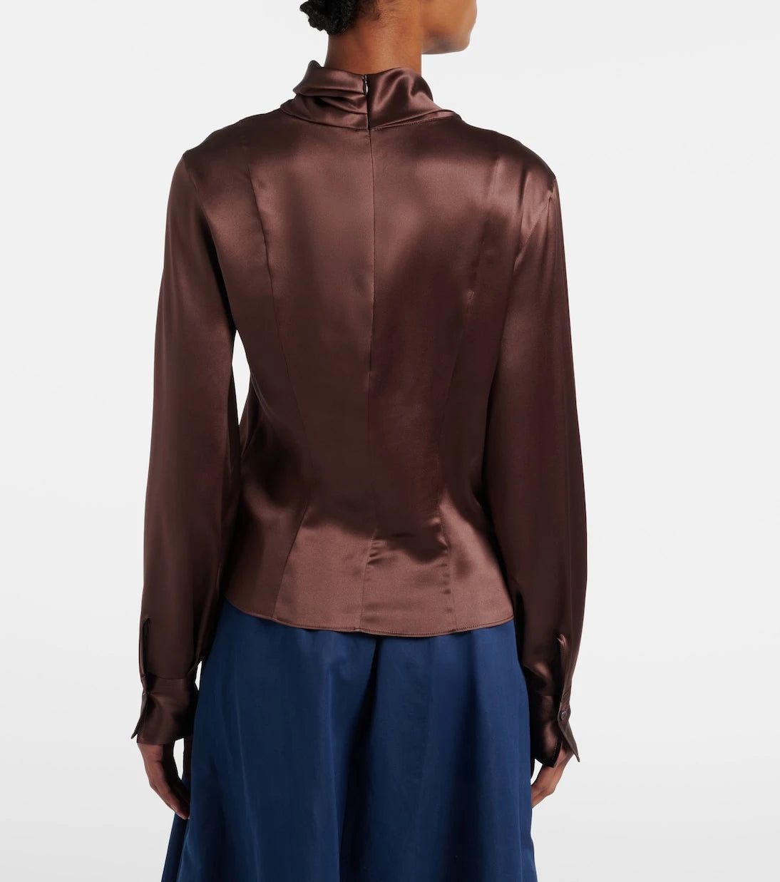 Brunello Cucinelli - Draped silk-blend satin blouse