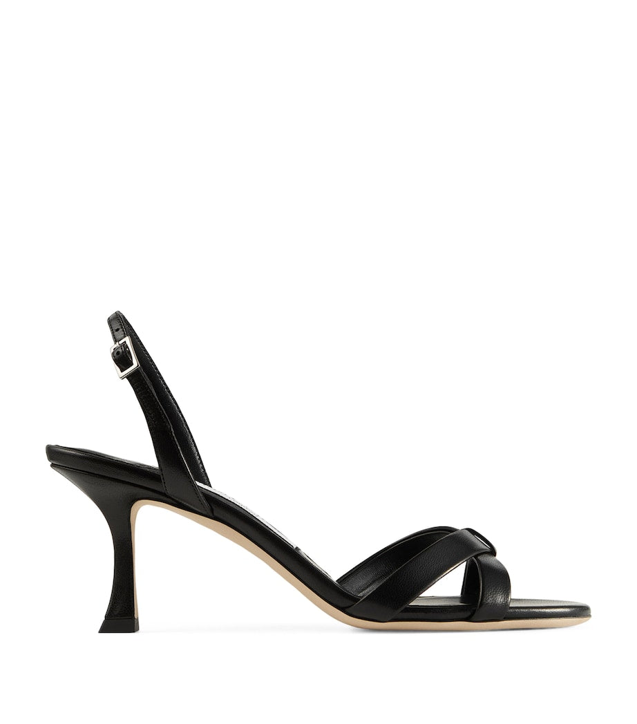 Black Elsy 70 Leather Heeled Sandals