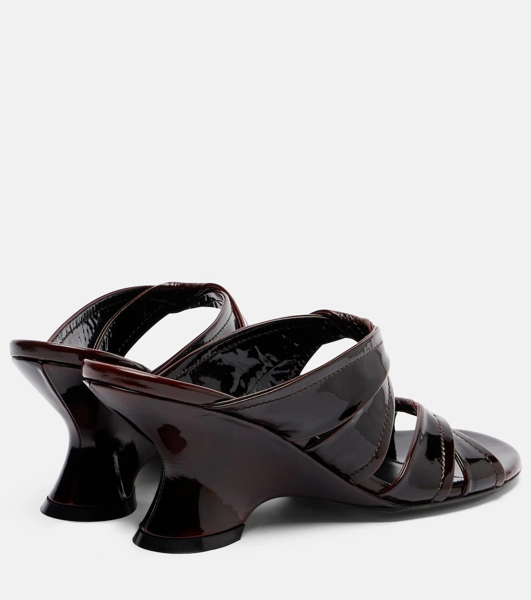 Dries Van Noten - 75 patent leather wedge mules