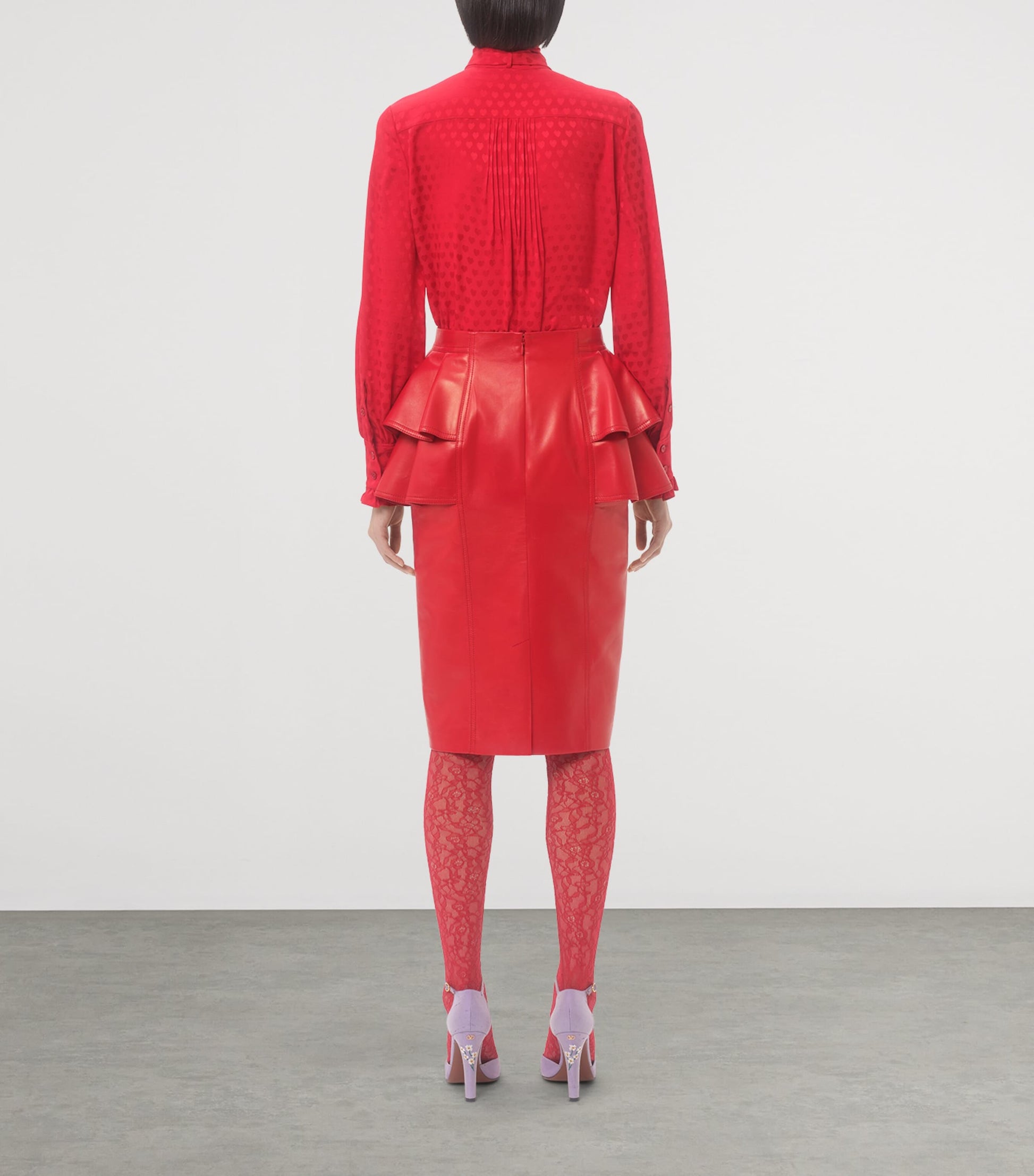 Valentino Red Lace Floral Tights