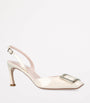 White Leather Trompette Slingback Pumps 70