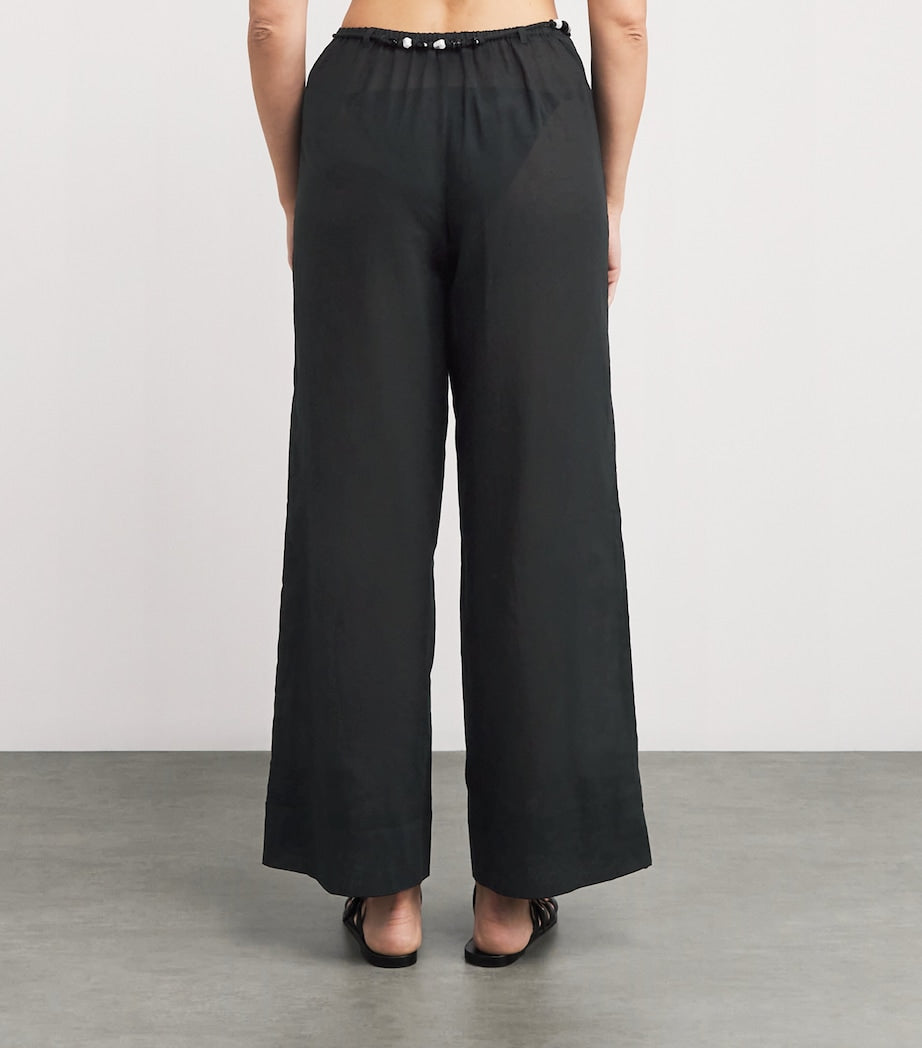 Black Cotton Wide-Leg Azura Trousers