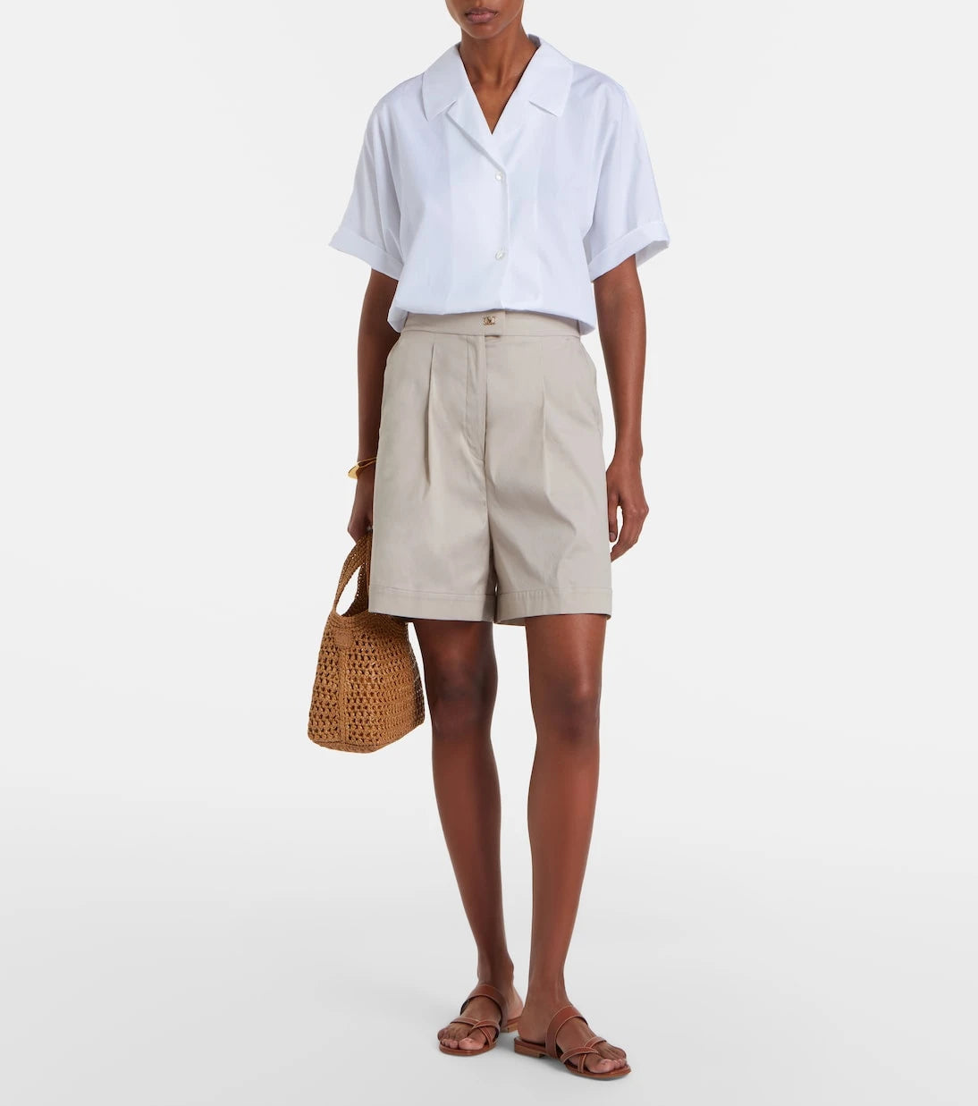 Max Mara - Medeola pleated cotton-blend Bermuda shorts