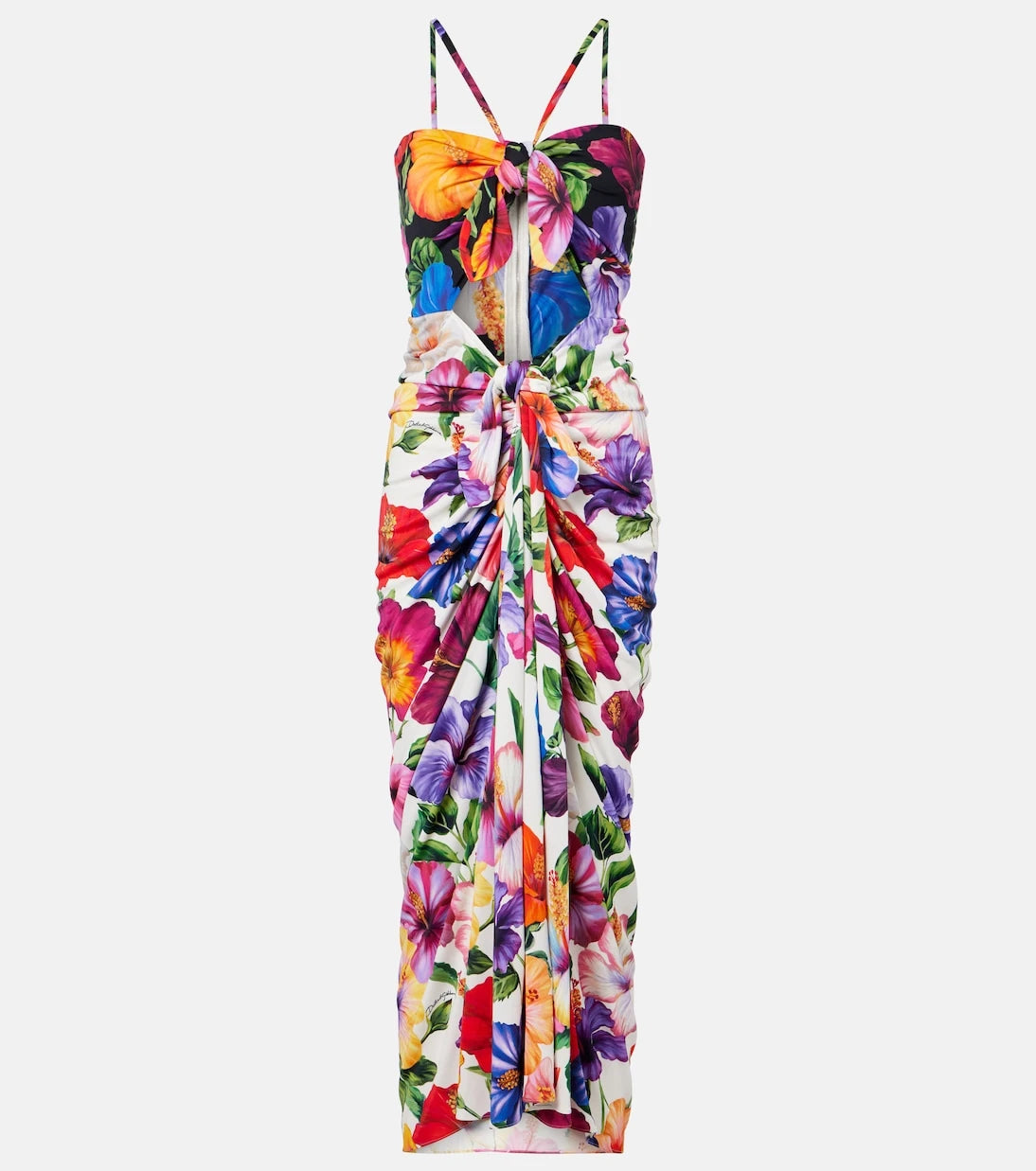 Dolce&Gabbana - Floral draped cutout midi dress
