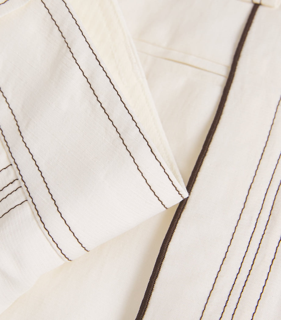 Tory Burch White Stripe Shorts