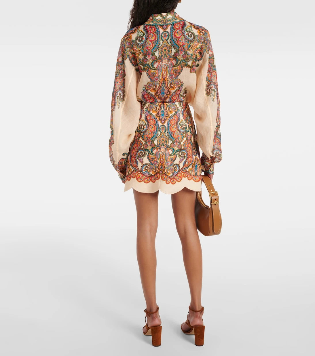 Zimmermann - Ottie scalloped paisley linen miniskirt
