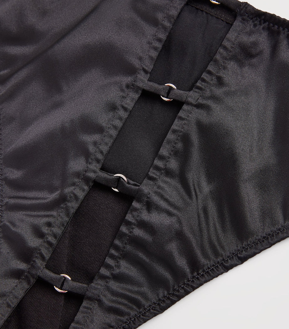 Fleur Du Mal Black Stretch-Silk Luxe Cheeky Briefs