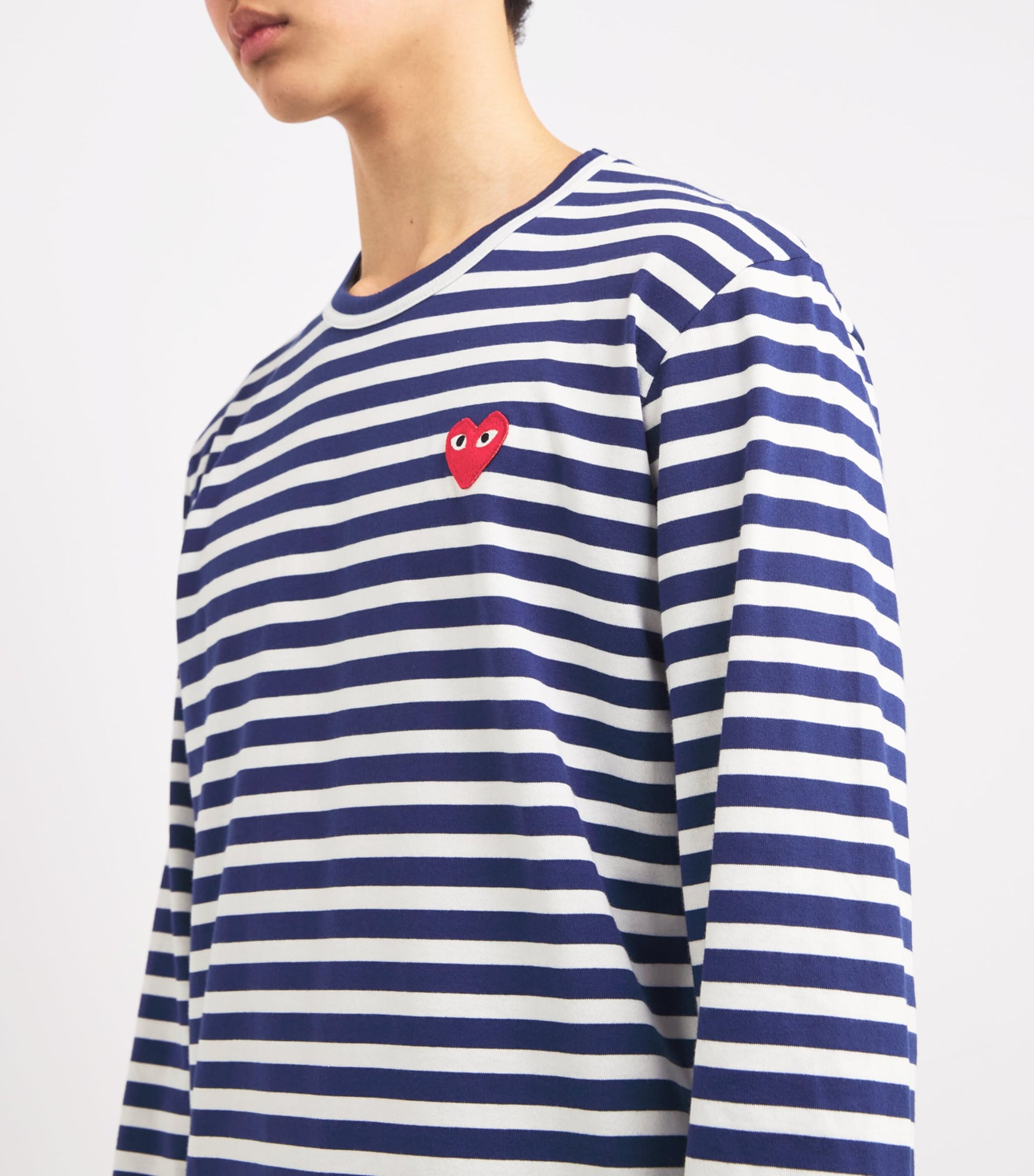 Comme Des Garçons Play Heart Logo Striped T-Shirt