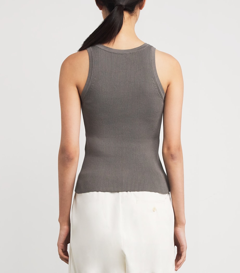 Max Mara Grey Cotton Ribbed Tank Top