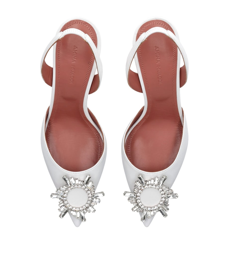 White Leather Begum Slingback Pumps 70