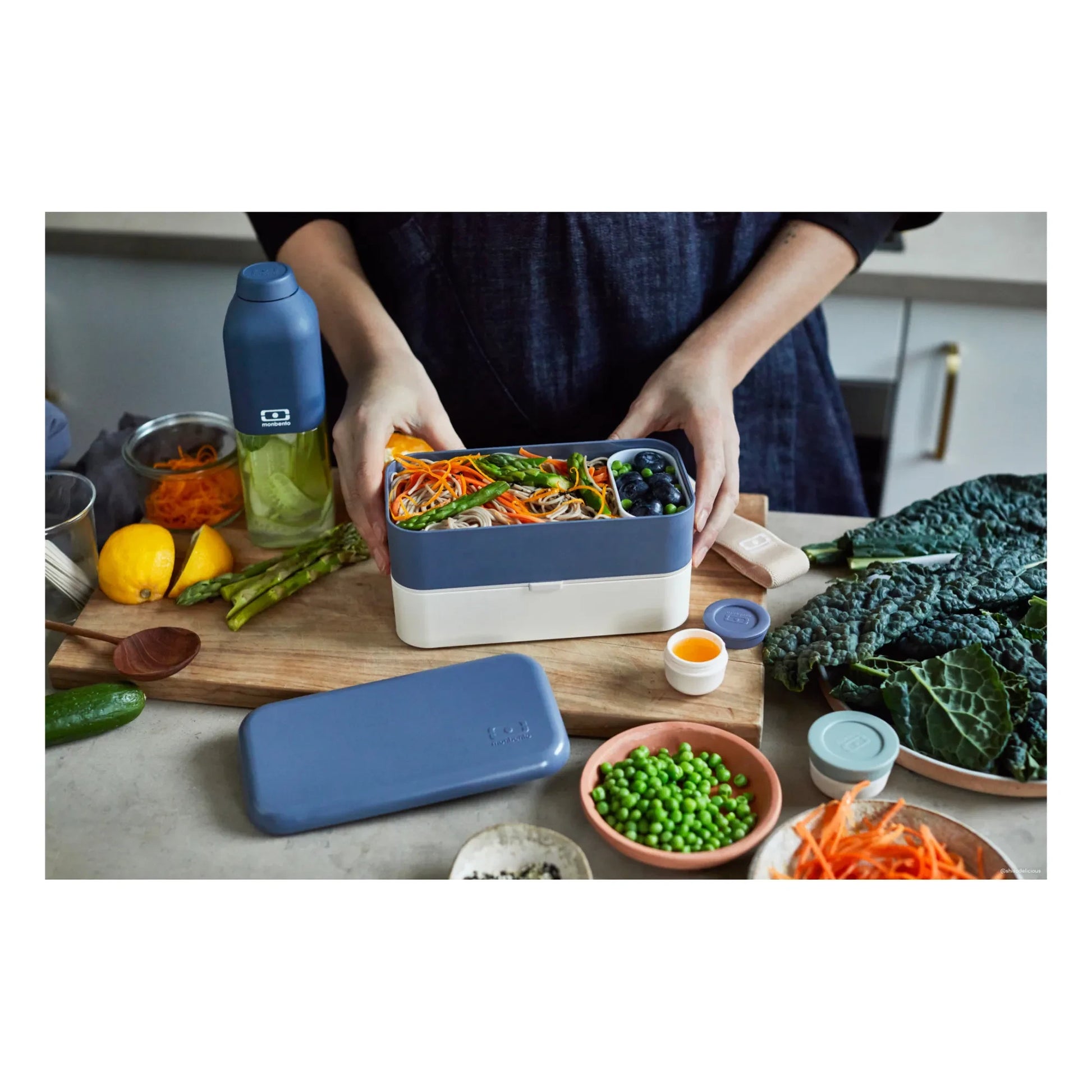 Monbento - MB Original Bento with 2 Airtight Compartments | Blue
