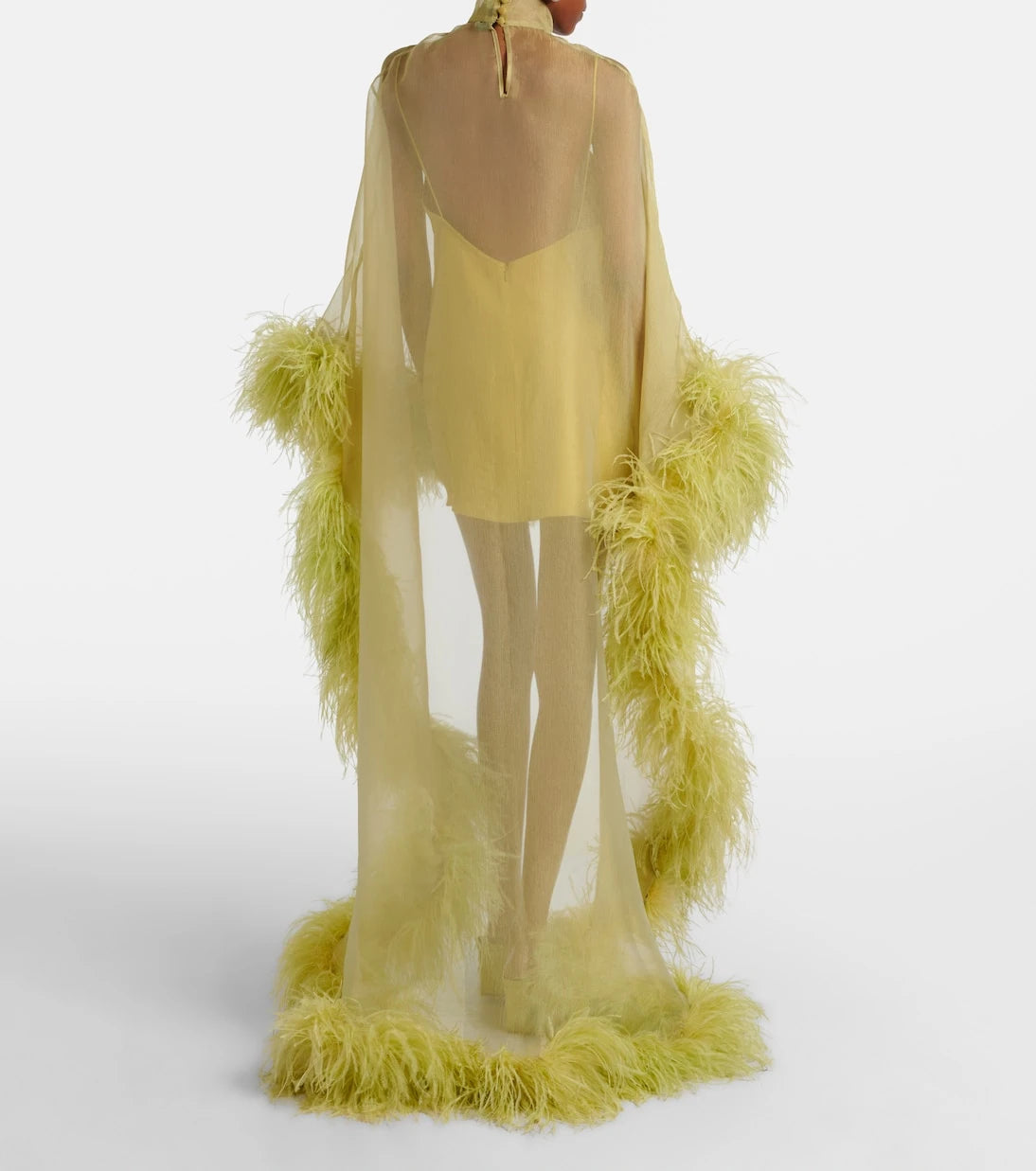 Taller Marmo - Daisy feather-trimmed organza kaftan