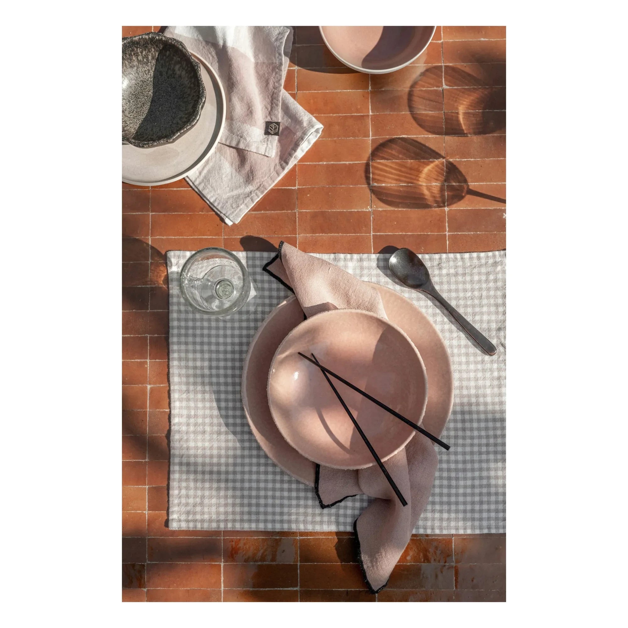 Haomy - Piana II gingham napkin | Powder pink