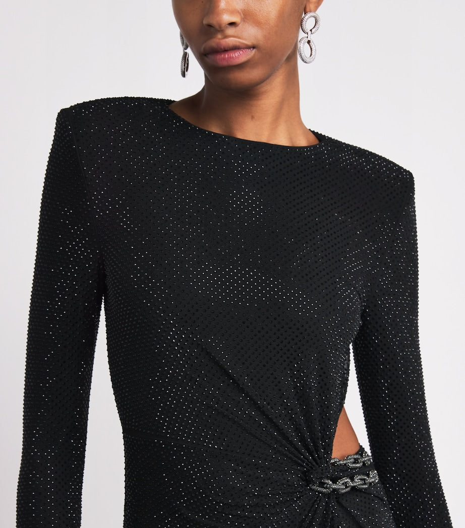 Self-Portrait Black Embellished Cut-Out Maxi Dress