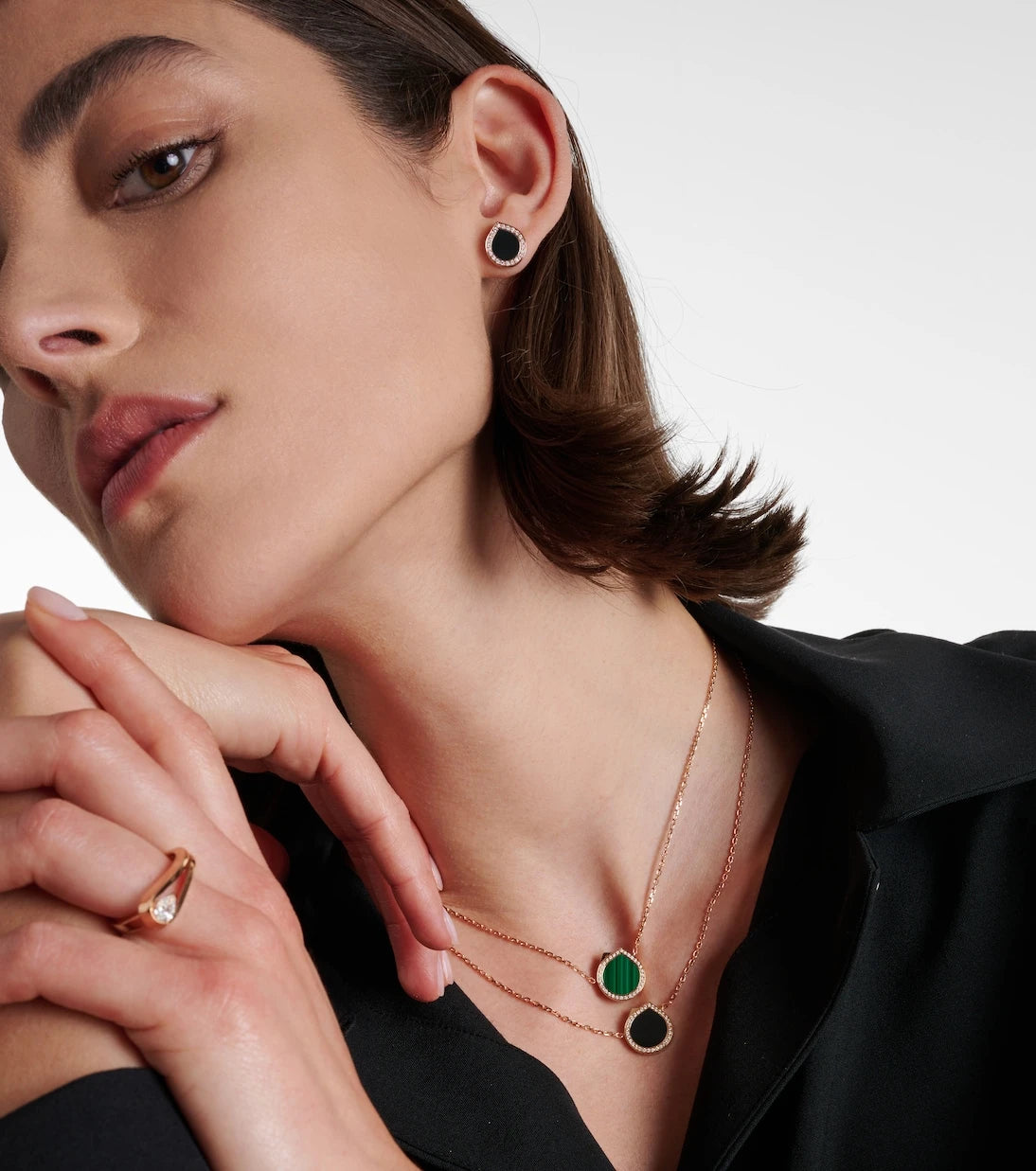 Repossi - Antifer 18kt rose gold single earring with onyx and diamonds