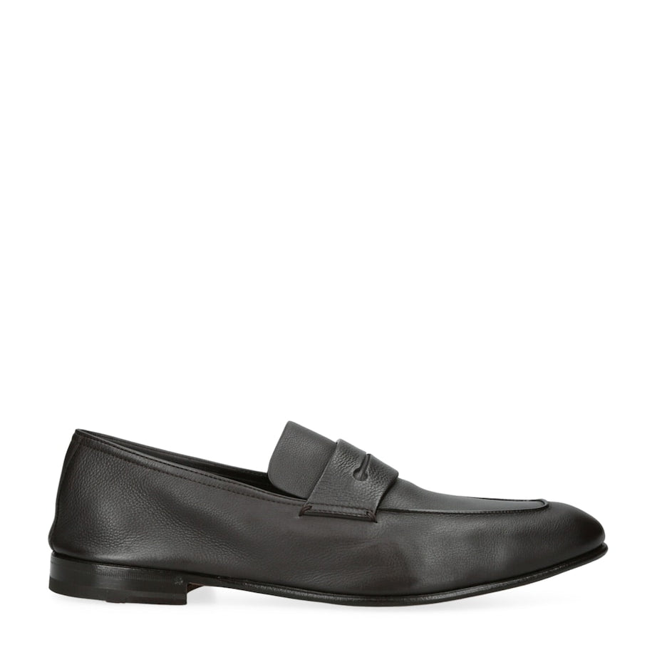 Zegna Leather-Cashmere L'Asola SECONDSKIN Loafers