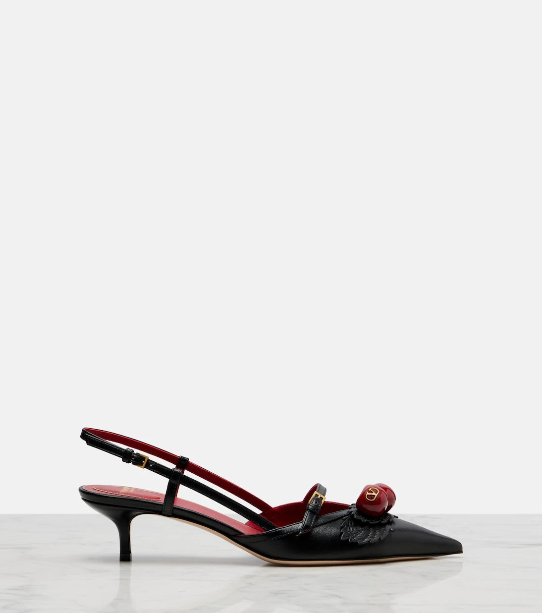 Valentino Garavani - Cherryfic 45 leather slingback pumps