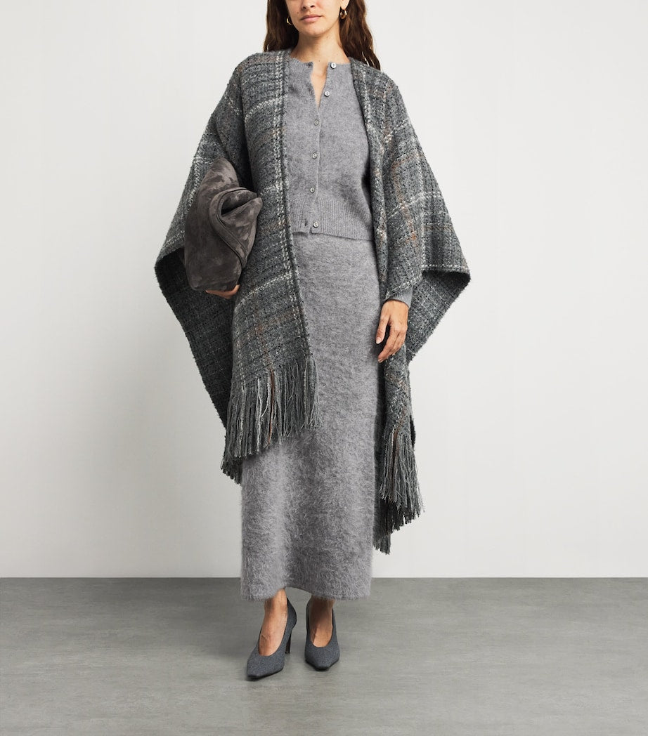Grey Brushed Cashmere Umi Maxi Skirt