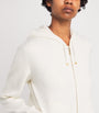 White Cashmere-Cotton Blend Zip-Up Hoodie