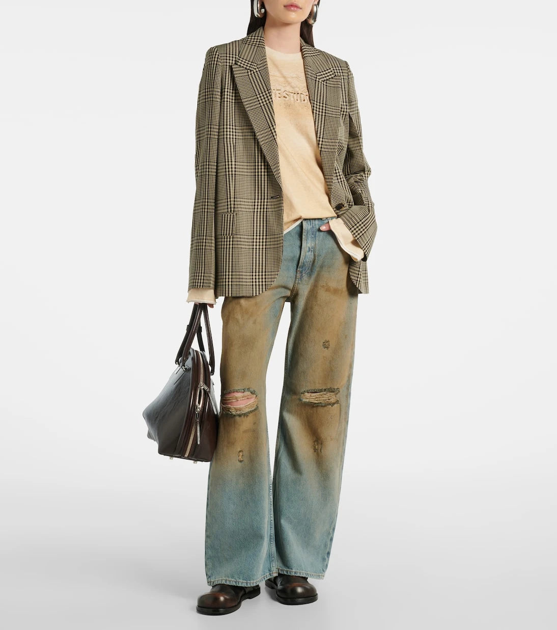 Acne Studios - 2021F distressed mid-rise wide-leg jeans
