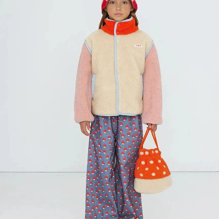 Çocuklar için fermuarlı polar üst COLOR BLOCK SHERPA JACKET
