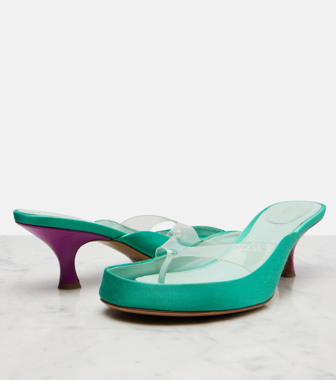Chloé - Junie satin and TPU thong sandals