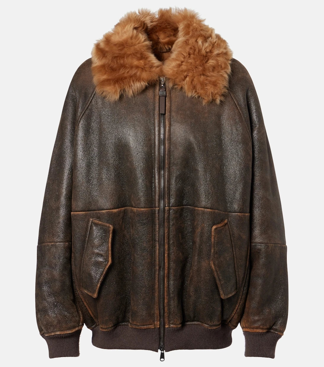 Brunello Cucinelli - Monili shearling-trimmed leather blouson jacket