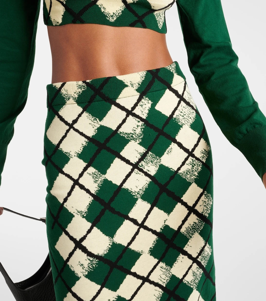 Burberry - Checked cotton midi skirt