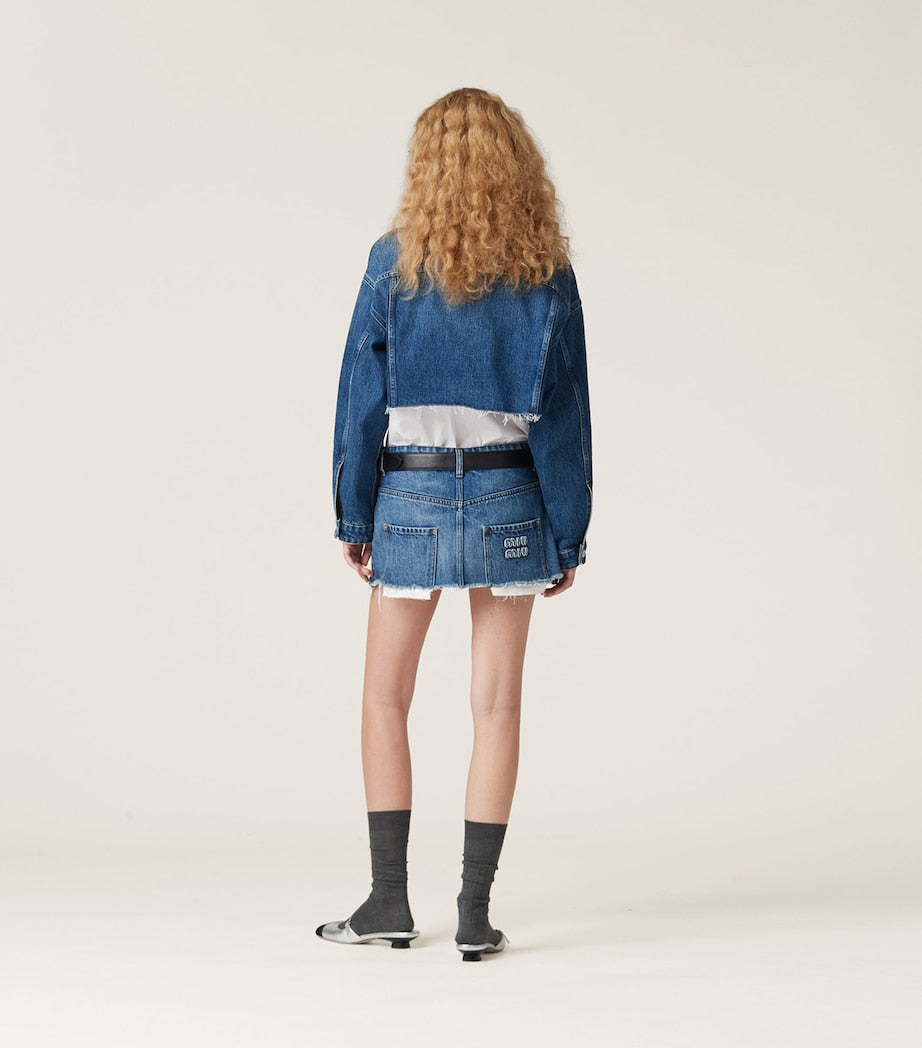 Miu Miu Blue Cropped Denim Jacket