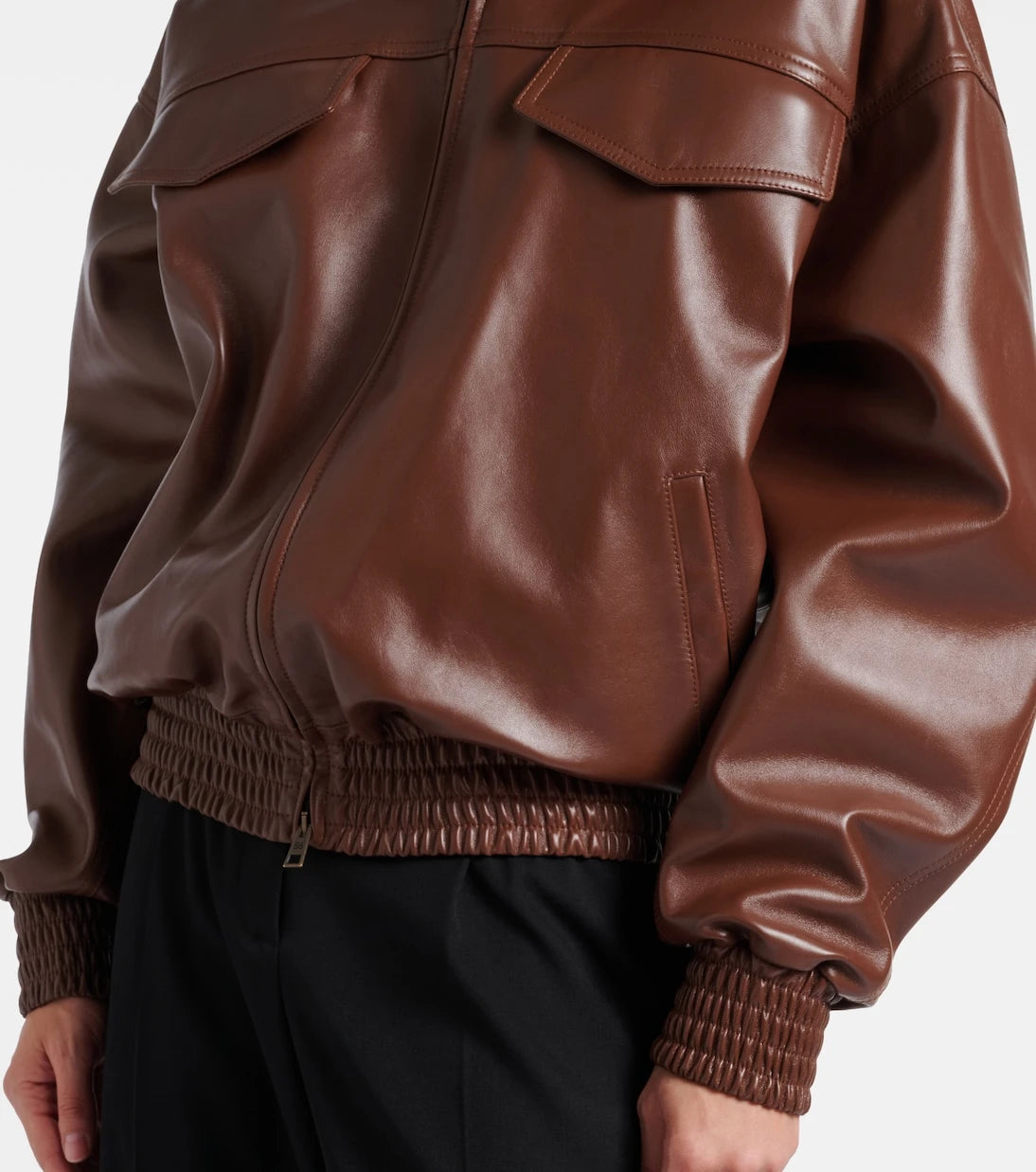 Balenciaga - Cropped oversized leather jacket