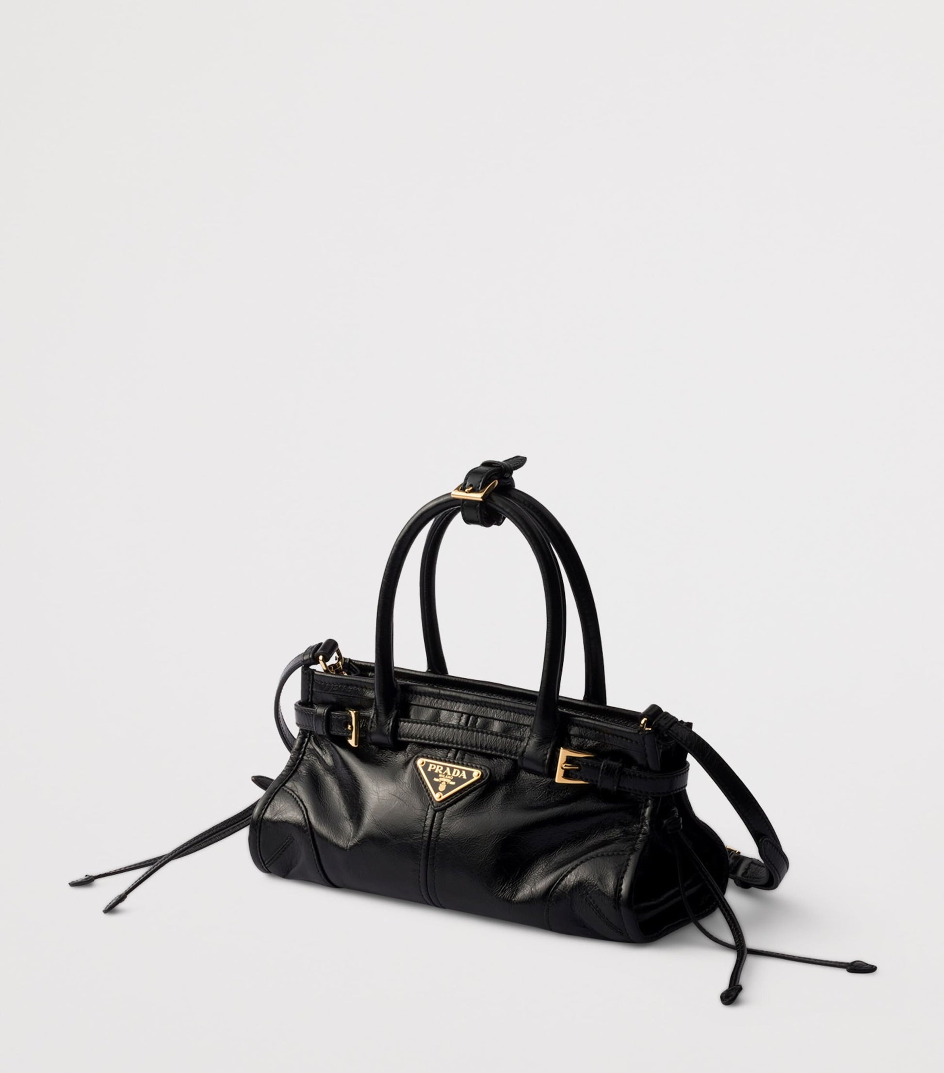 Prada Black Mini Leather Bonnie Top-Handle Bag